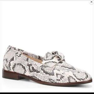 Antonio Melani Women's 8 Darleane Snake Print Leather Knotted Bow Loafers